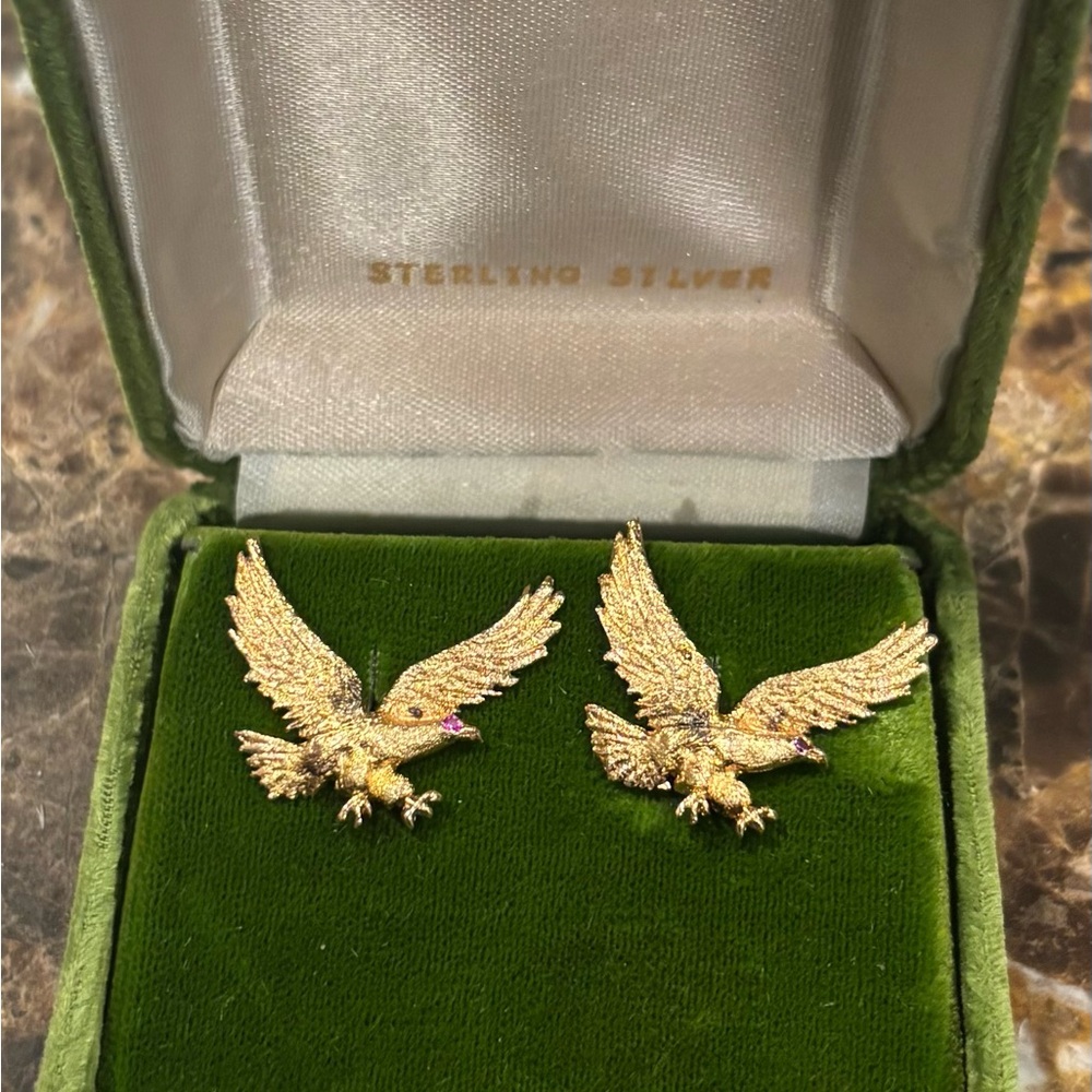 Vintage Fenwick And Sailors Sterling Silver Gold Toned Cuff Links